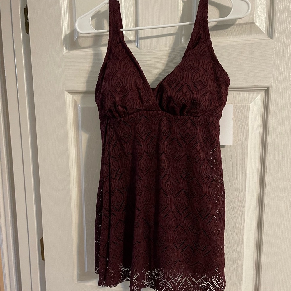 NWT beautiful burgundy swim dress size 10